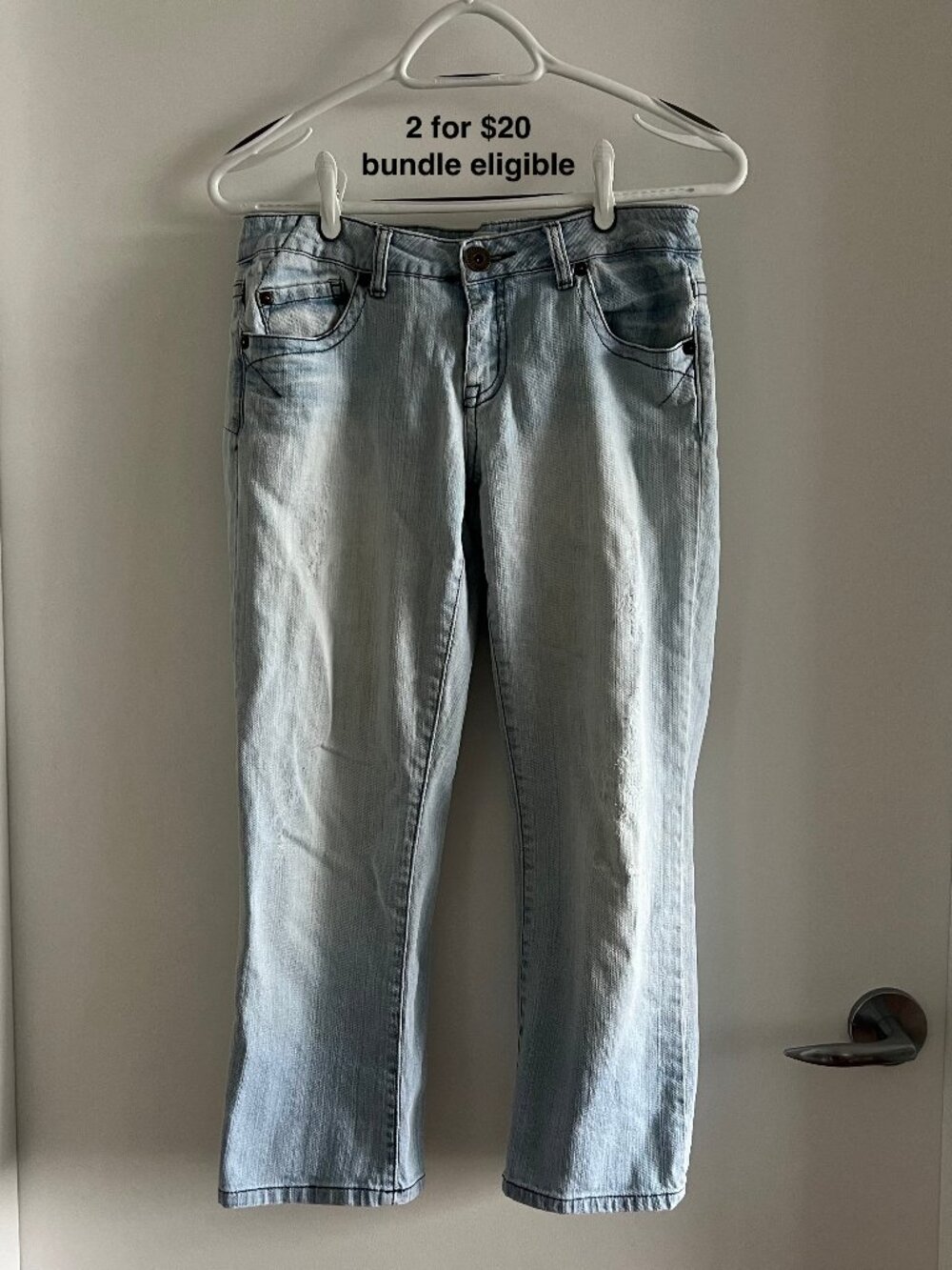 Shank Jeans Beacon Hill Capri Jeans Light Wash Denim Low Rise Kick Flare Y2K